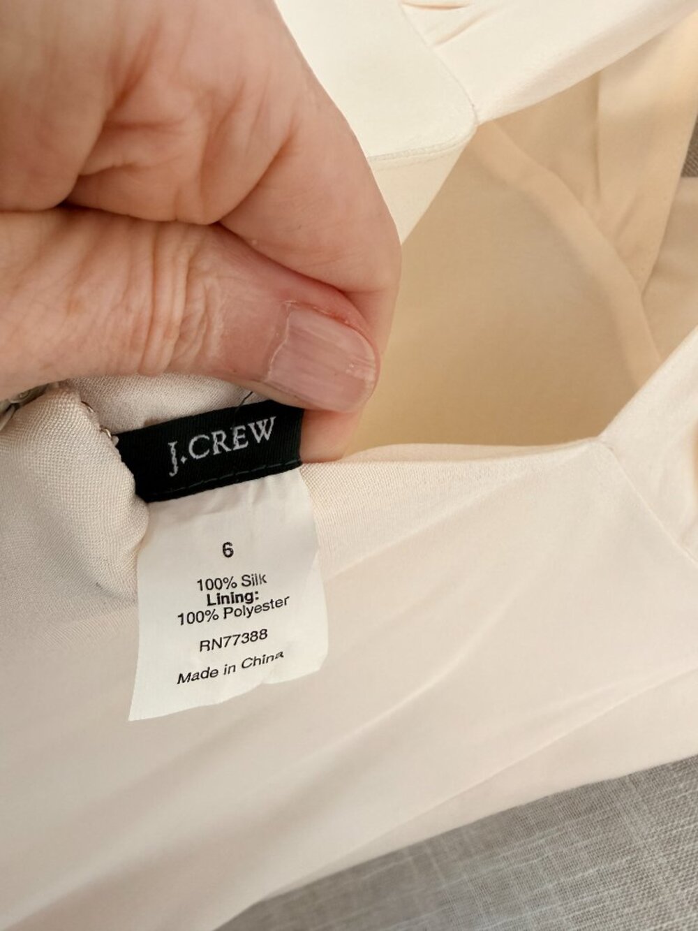 J. Crew Ivory V-Neck 100% Silk Dress w/ Cross Loop Back for Wedding or Occasion - Picture 11 of 13
